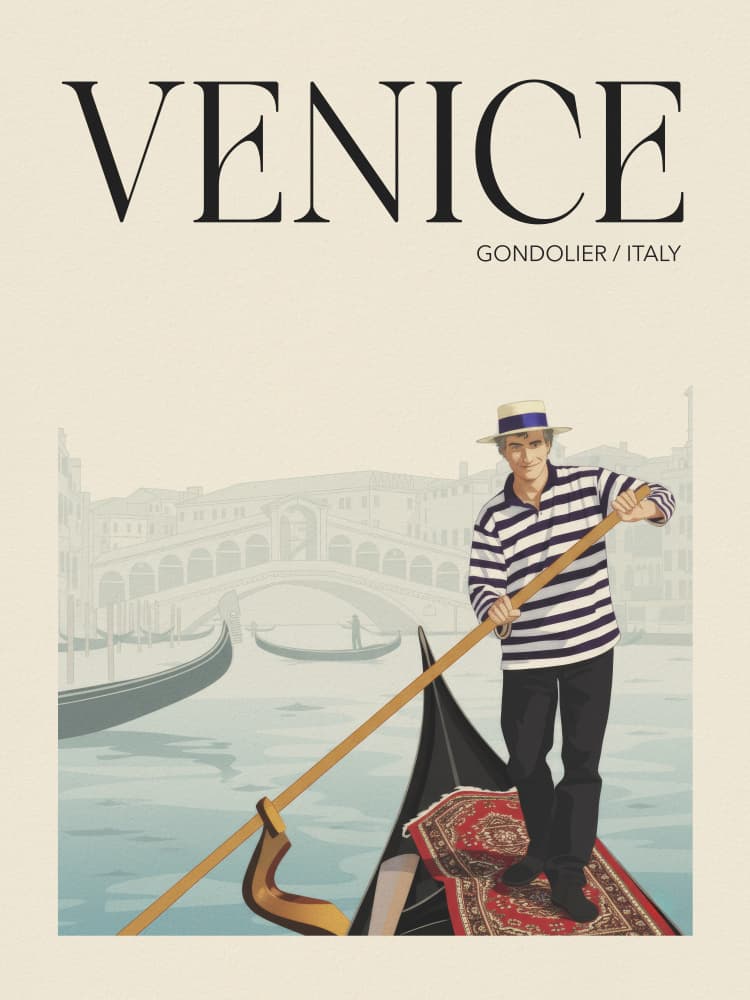 Venice Gondolier Scene by Andreas Magnusson — canvas wall art
