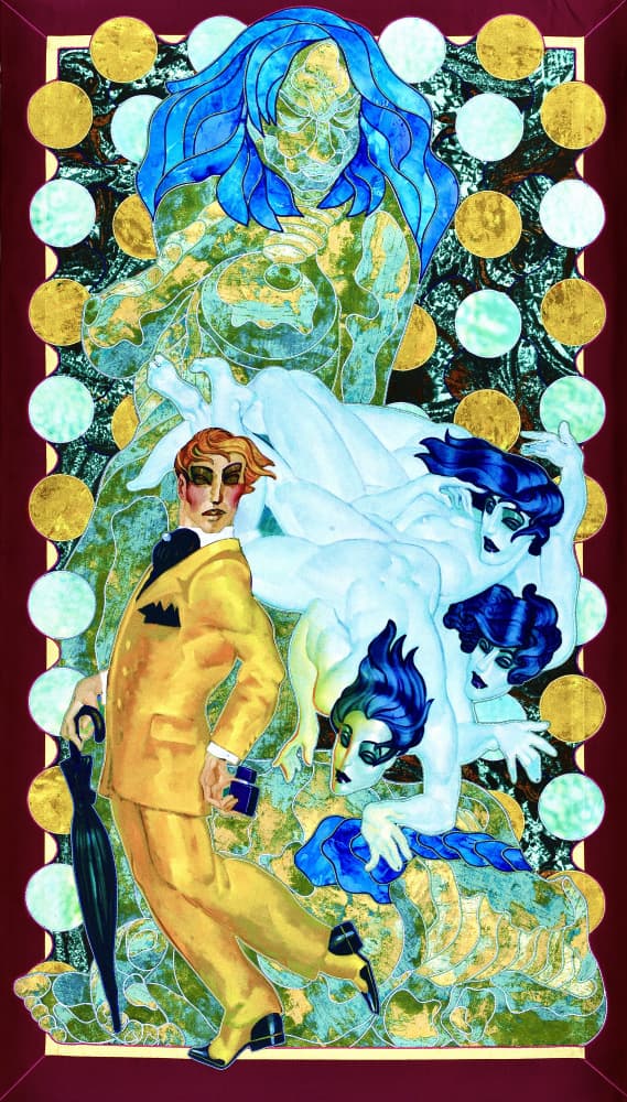Golden Man Fantastical Figures by Kostyantin Malginov — canvas wall art