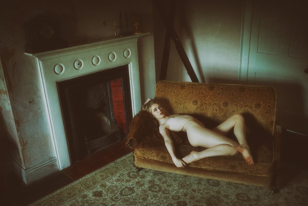 Reclining Nude by Fireplace by Paul — canvas wall art