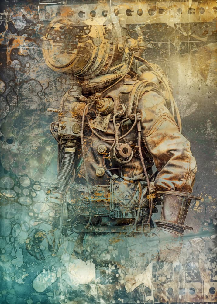 Vintage Deep Sea Diver by Rafal Kulik — canvas wall art