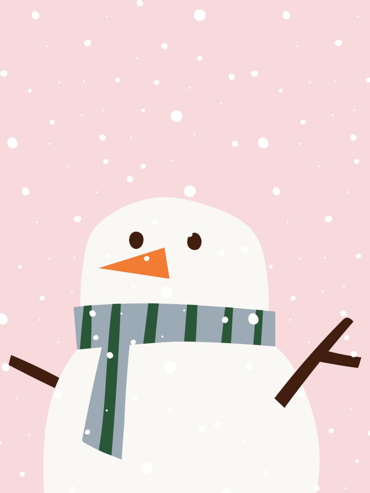 Pink Winter Snowman by Ohkimiko — canvas wall art