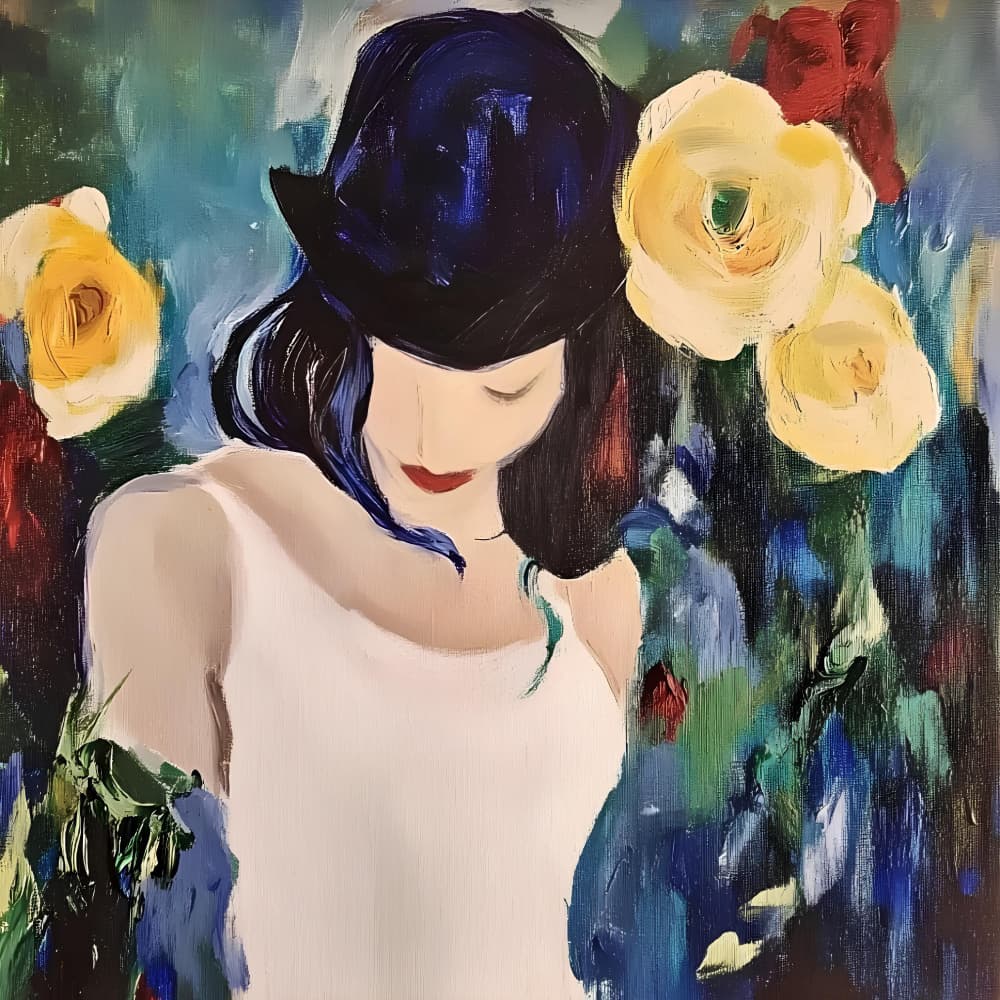 Woman With Hat And Roses by Avanesova Elena — canvas wall art