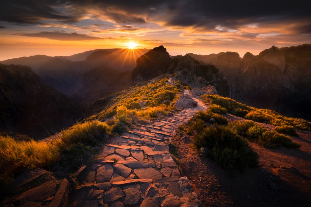 Golden Hour Mountain Path by Karol Nienartowicz — canvas wall art