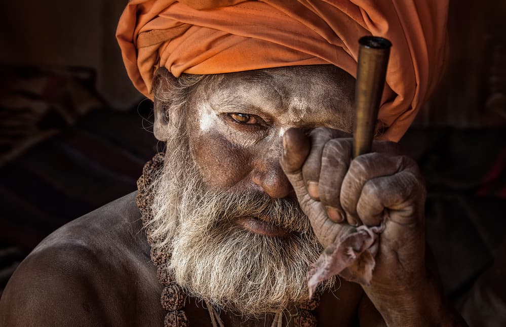 Sadhu's Intense Gaze by Joxe Inazio Kuesta Garmendia — canvas wall art