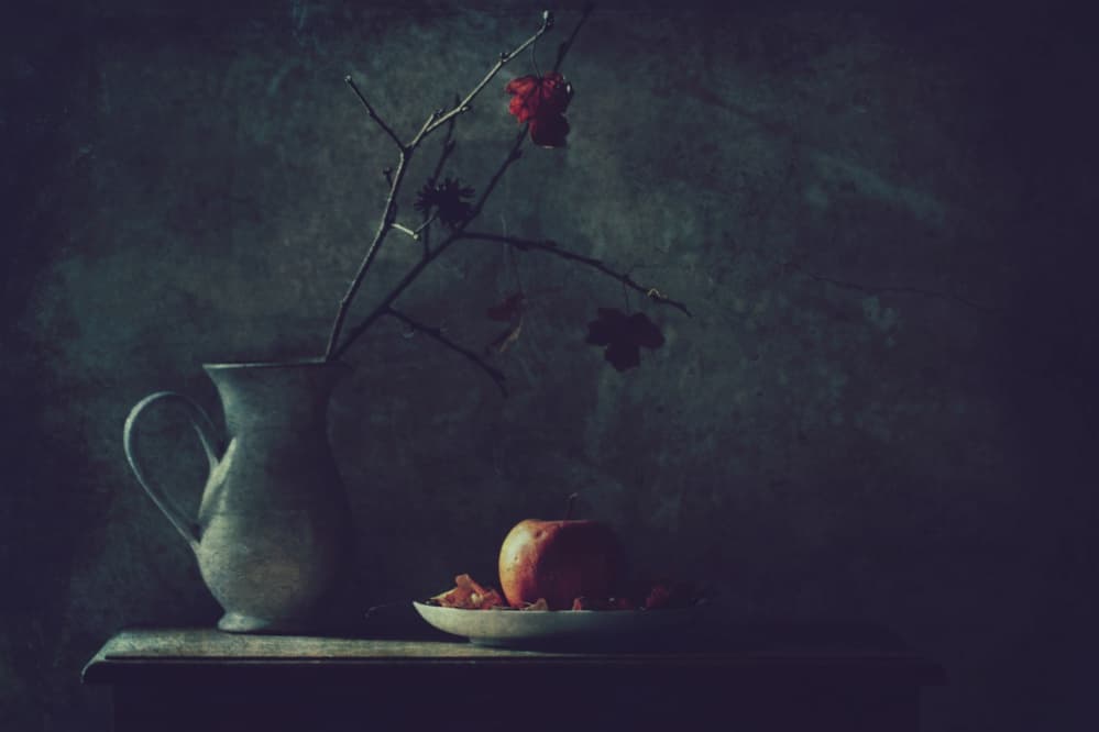Moody Autumn Still Life by Delphine Devos — canvas wall art