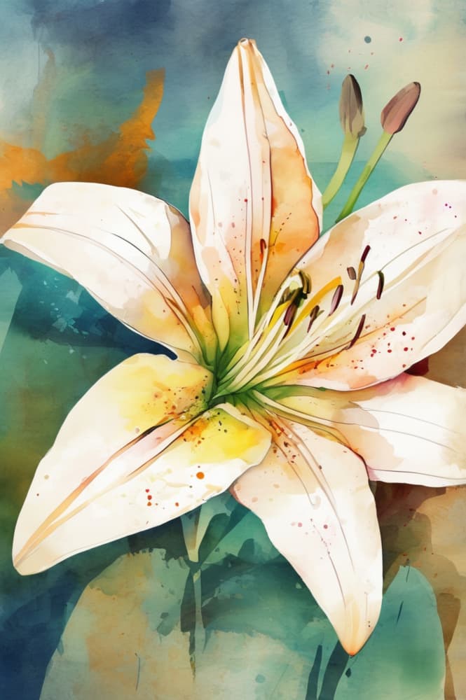 Watercolor White Lily by Anda Bieza — canvas wall art