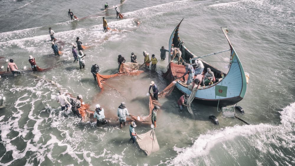 Fishermen Pulling Nets by Marcel Rebro — canvas wall art