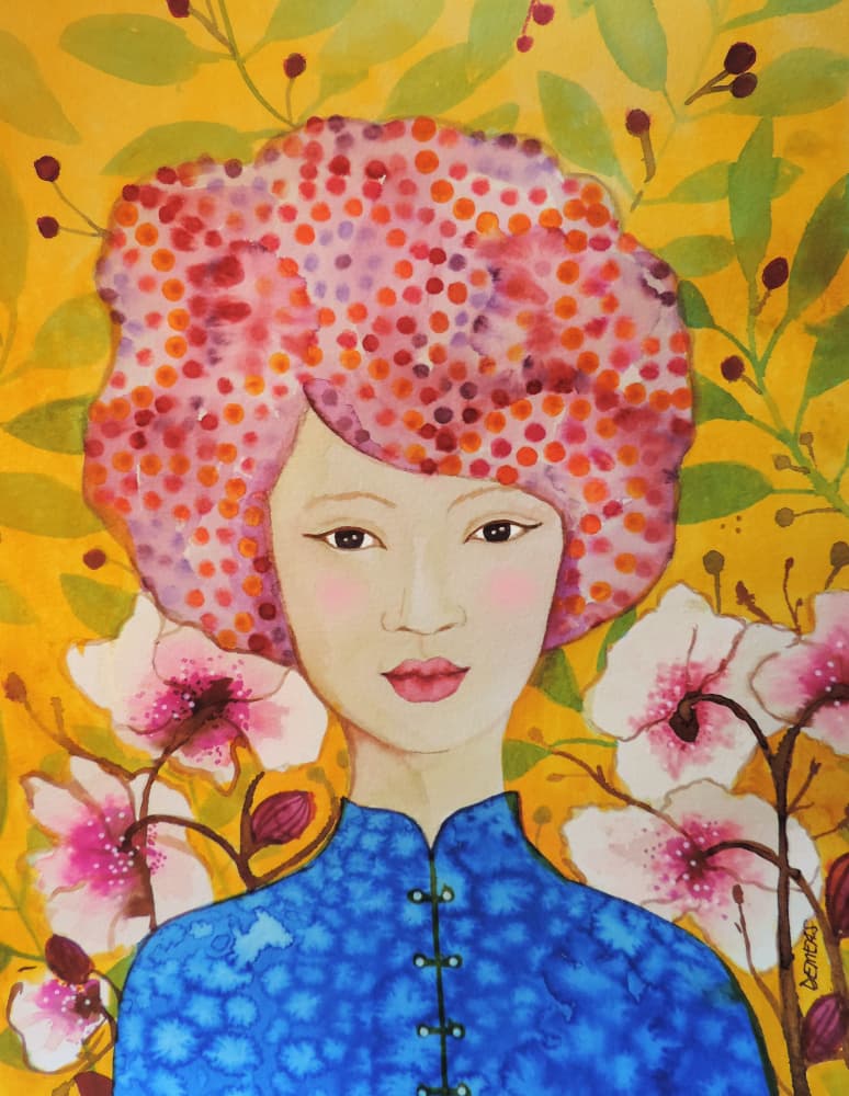Whimsical Orchid Woman by Sylvie Demers — canvas wall art