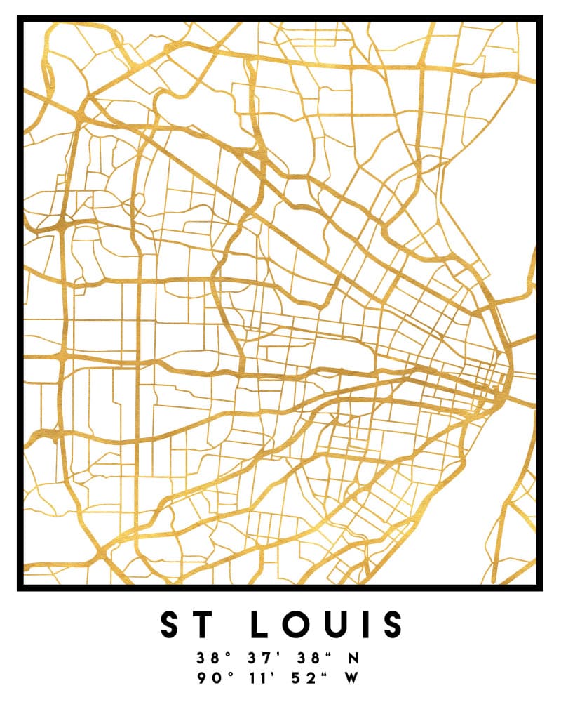 St Louis Gold Map by Emiliano Deificus — canvas wall art
