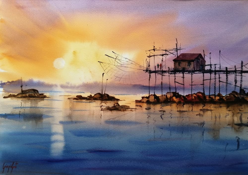 Golden Hour Fishing Pier by Giorgio Gosti — canvas wall art
