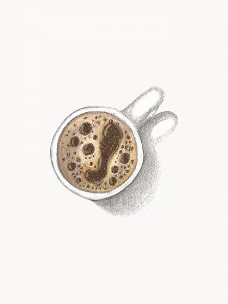Frothy Coffee Cup by Elizabeth C — canvas wall art