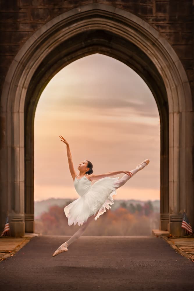 Autumn Ballerina's Golden Leap by Vicki Lai — canvas wall art