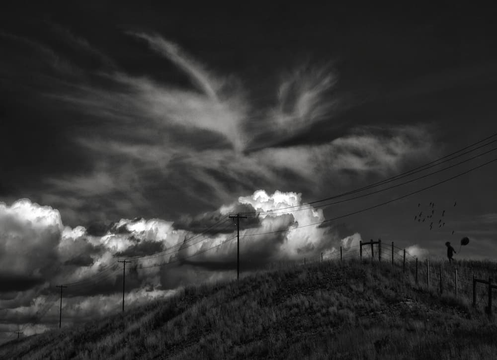 Solitary Child Dramatic Sky by Yvette Depaepe — canvas wall art