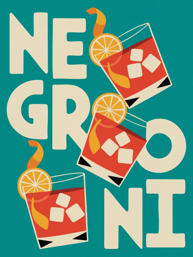 Retro Negroni Cocktails by Andreas Magnusson — canvas wall art