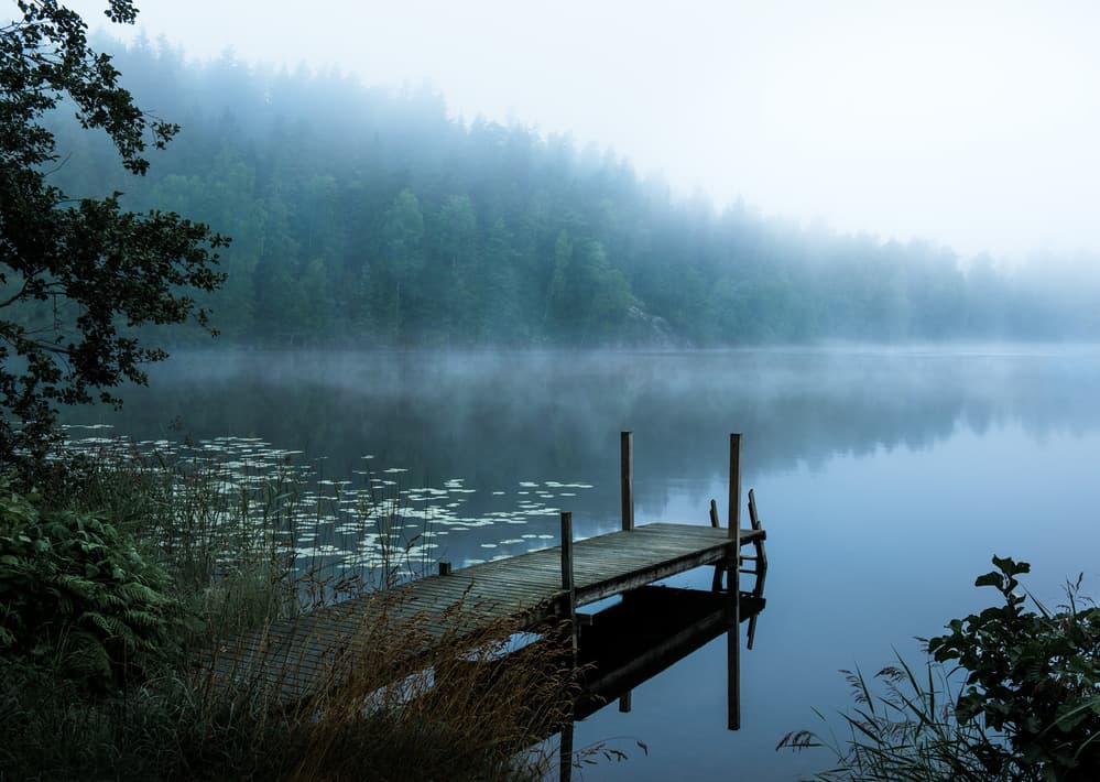 Misty Lake Dock by Christian Lindsten — canvas wall art