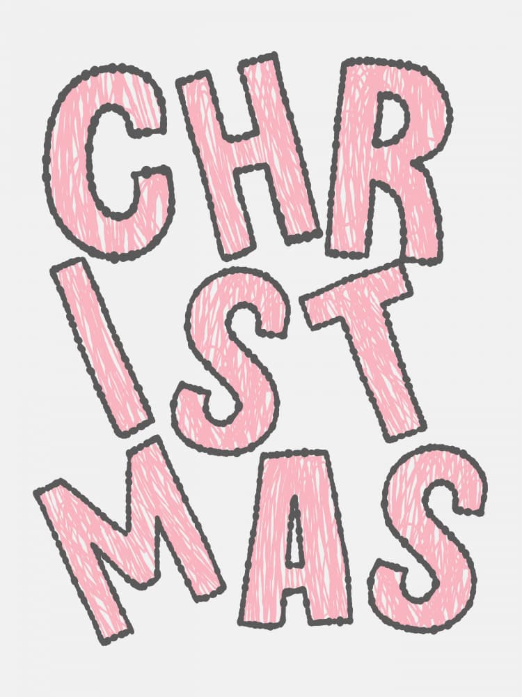 Pink Scribble Christmas by Jolly and Dash — canvas wall art
