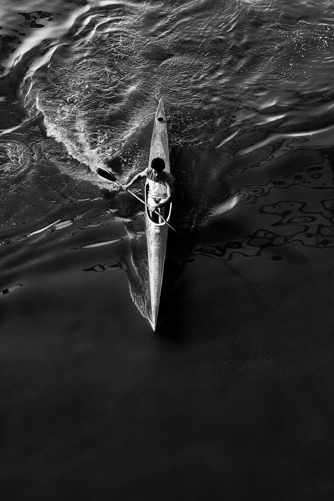 Solo Kayak Water Sport by Benyamin Riahy — canvas wall art