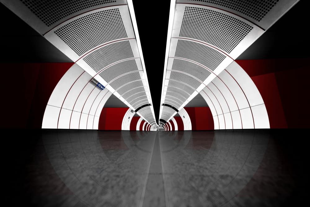 Modern Red Tunnel by Jorge Pimenta — canvas wall art