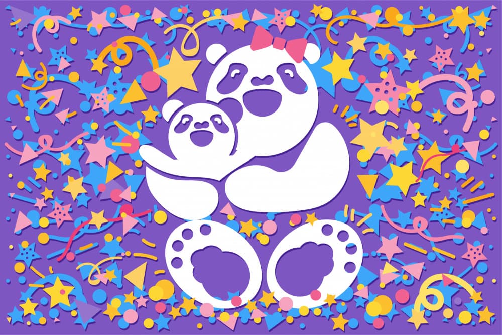 Panda Family Celebration by Marika Barsrsind — canvas wall art