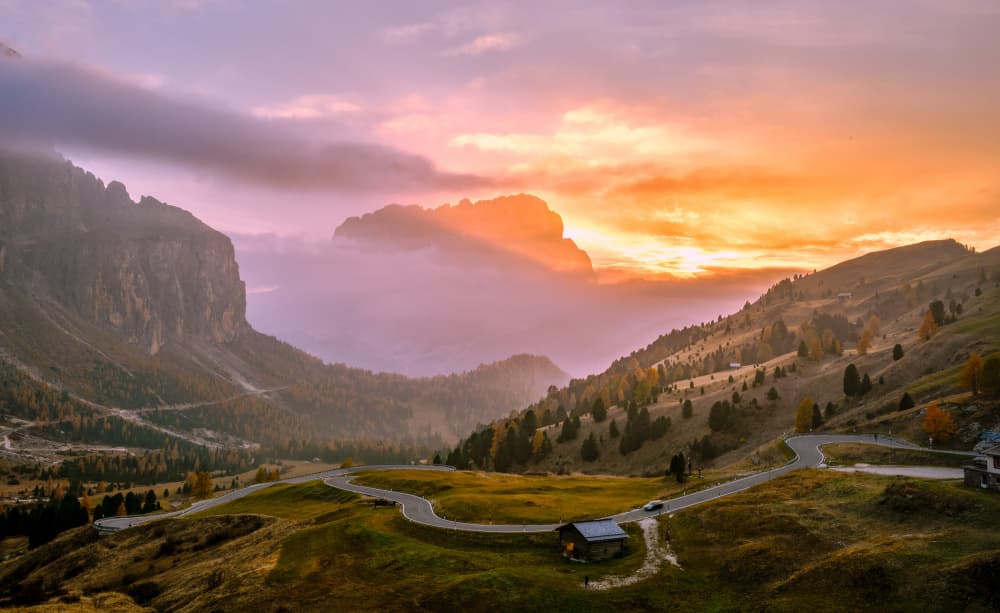 Winding Mountain Sunset Road by Ariel Ling — canvas wall art