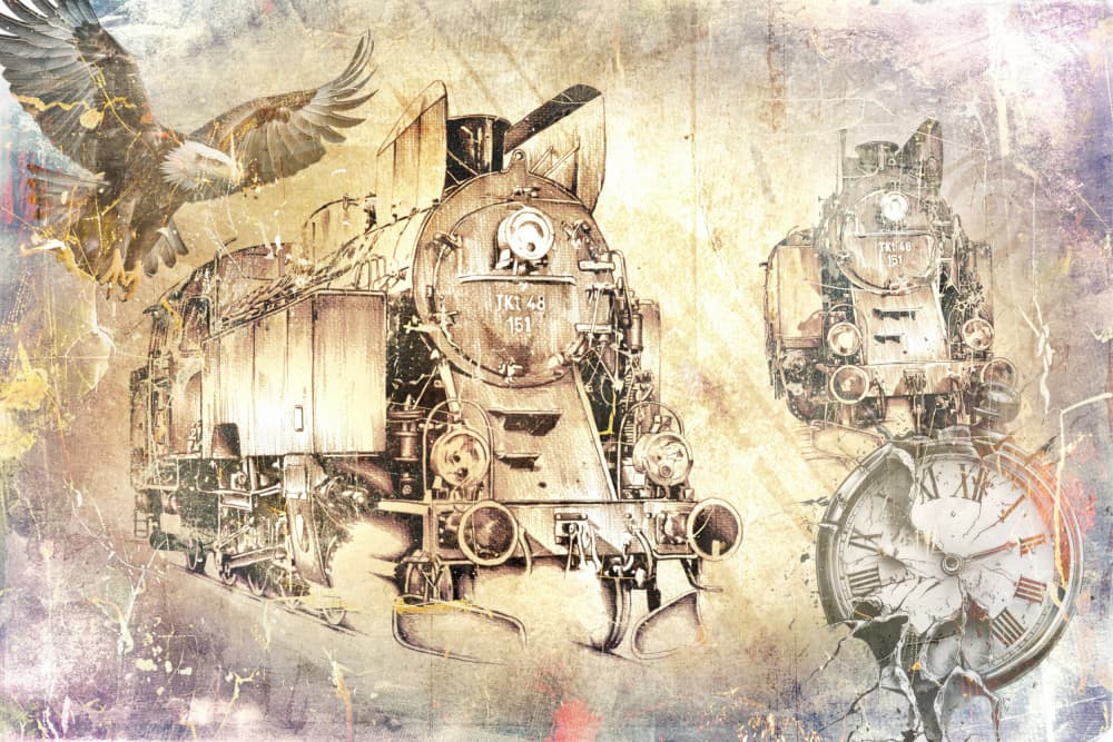 Steampunk Train Time Eagle by Rafal Kulik — canvas wall art