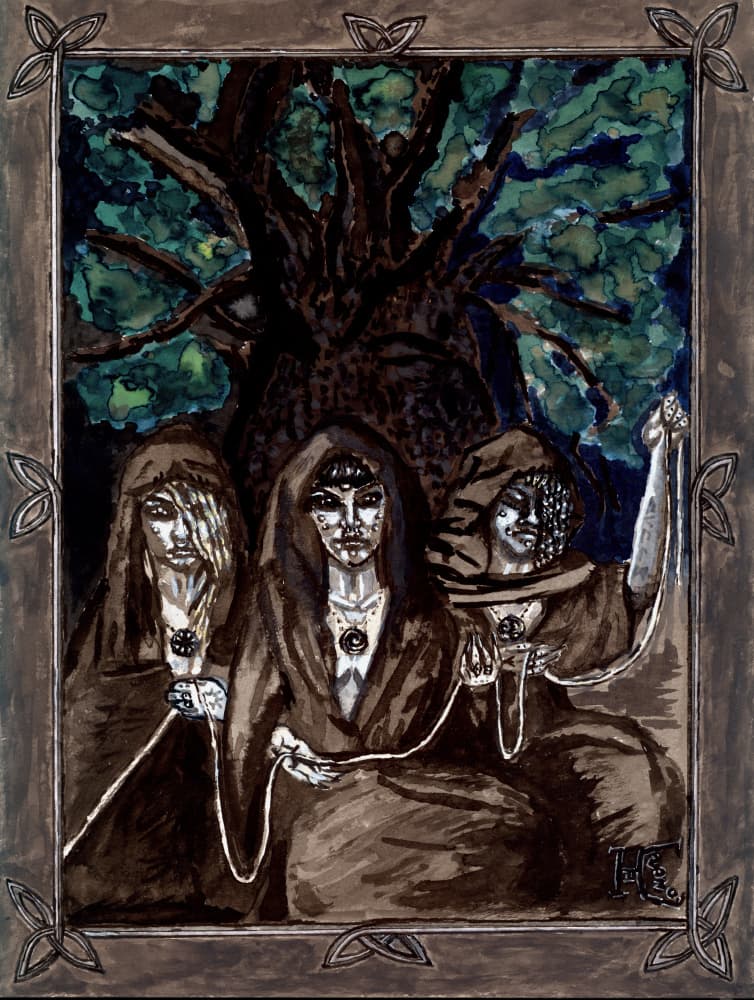 Three Hooded Fates by Tim Hoinkis — canvas wall art