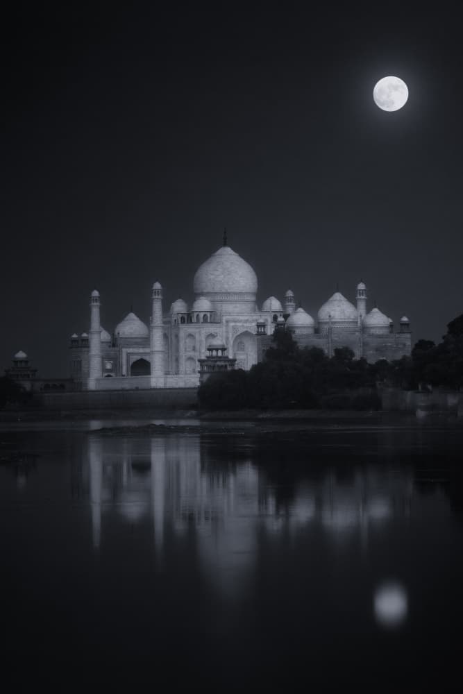 Taj Mahal Moonlight Reflection by SANDEEP MATHUR — canvas wall art