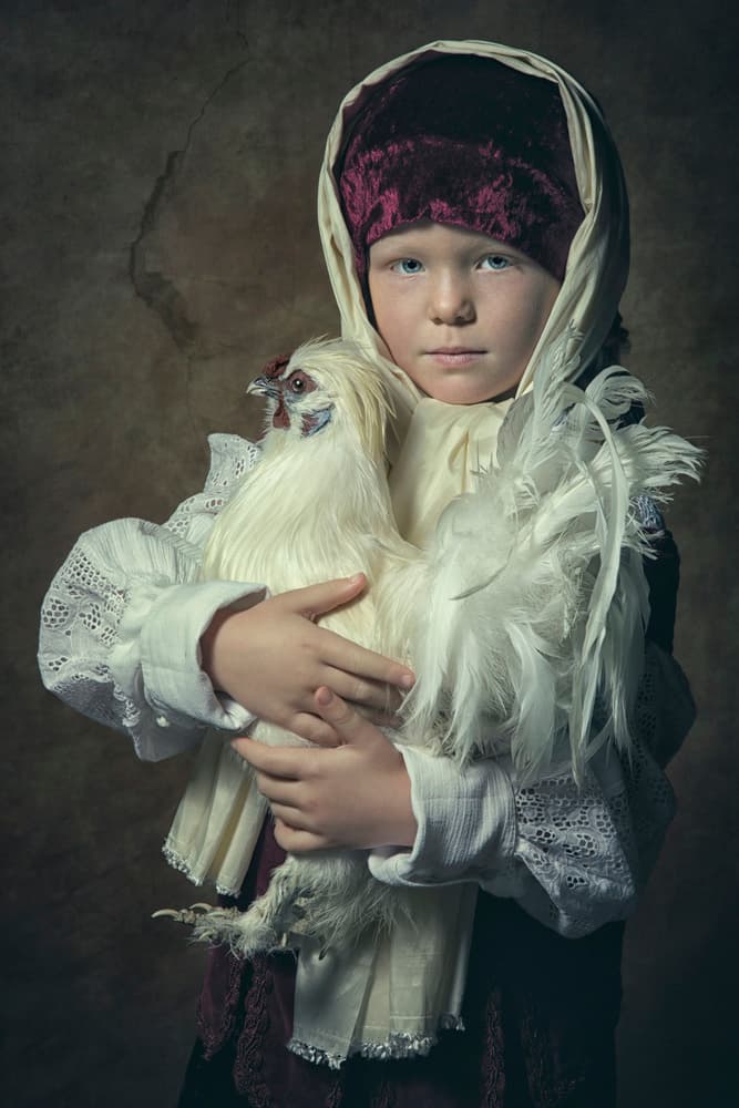 Peasant Girl and Hen by Carola Kayen-Mouthaan — canvas wall art