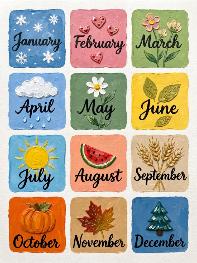 Colorful Months Seasons by HUGO — canvas wall art