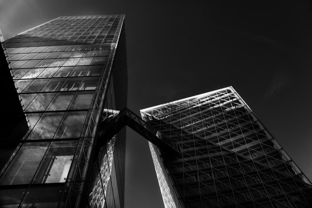 Skyscraper Sky Bridge by mario.messer — canvas wall art