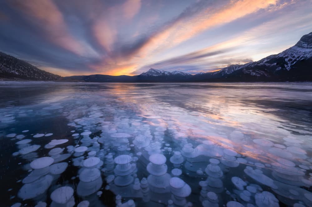 Ice Bubbles at Sunset by Yongnan Li (李永男) — canvas wall art