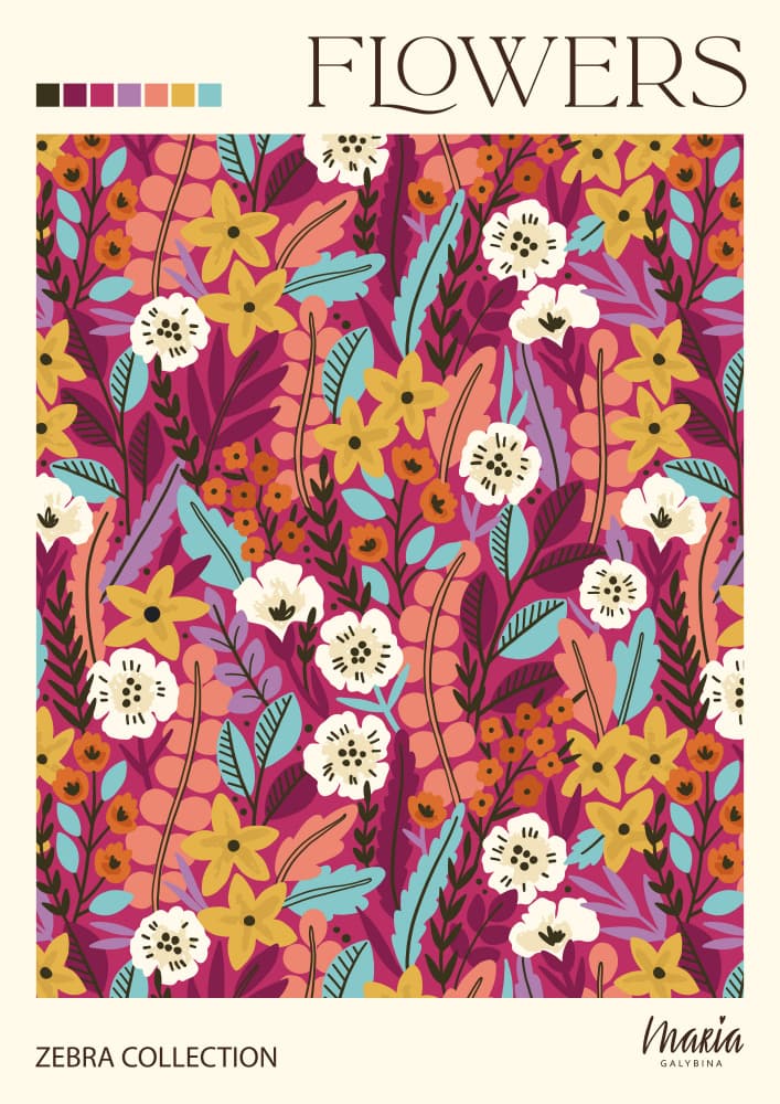 Vibrant Floral Pattern by Maria Galybina — canvas wall art