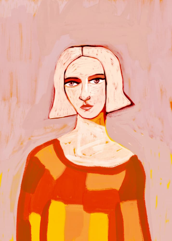Colorful Woman Portrait by Sharyn Bursic — canvas wall art