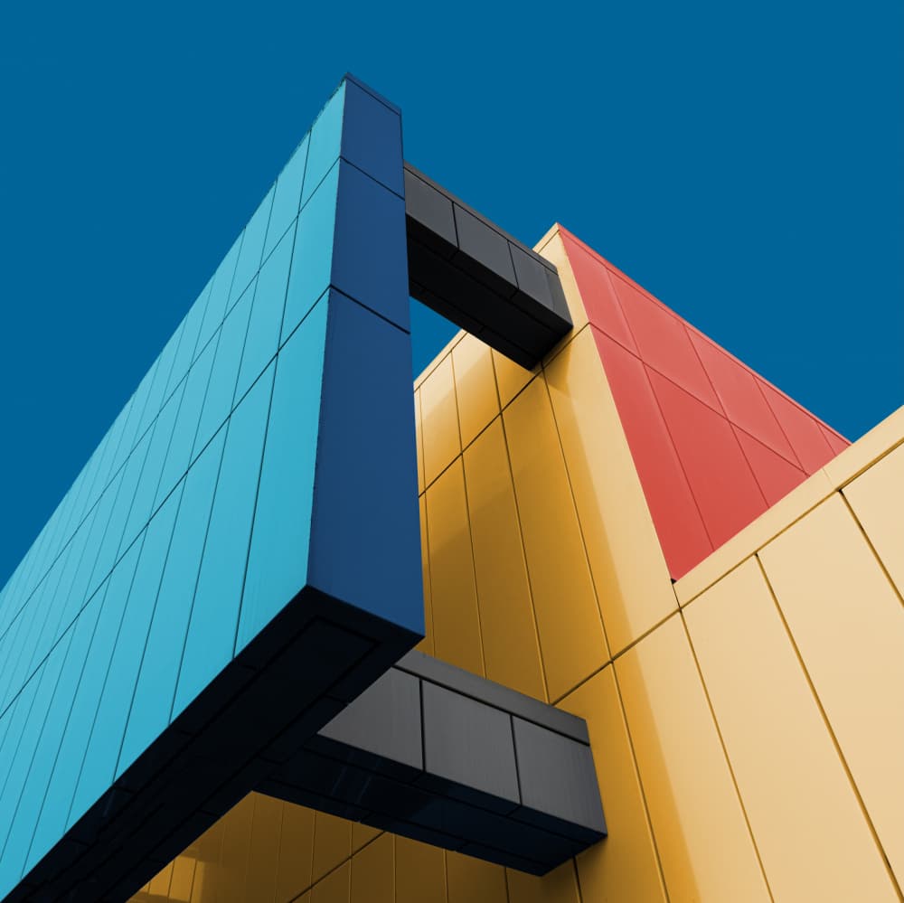 Vibrant Architectural Forms by Roland M Schwerdtfeger — canvas wall art