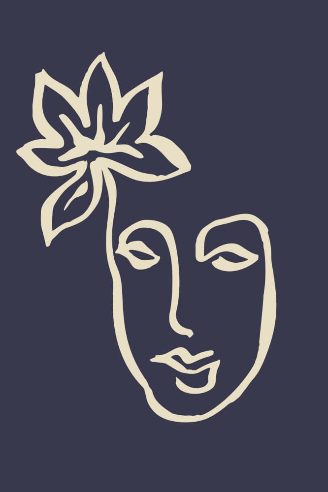 Blooming Face Line Art by Anna Rose — canvas wall art