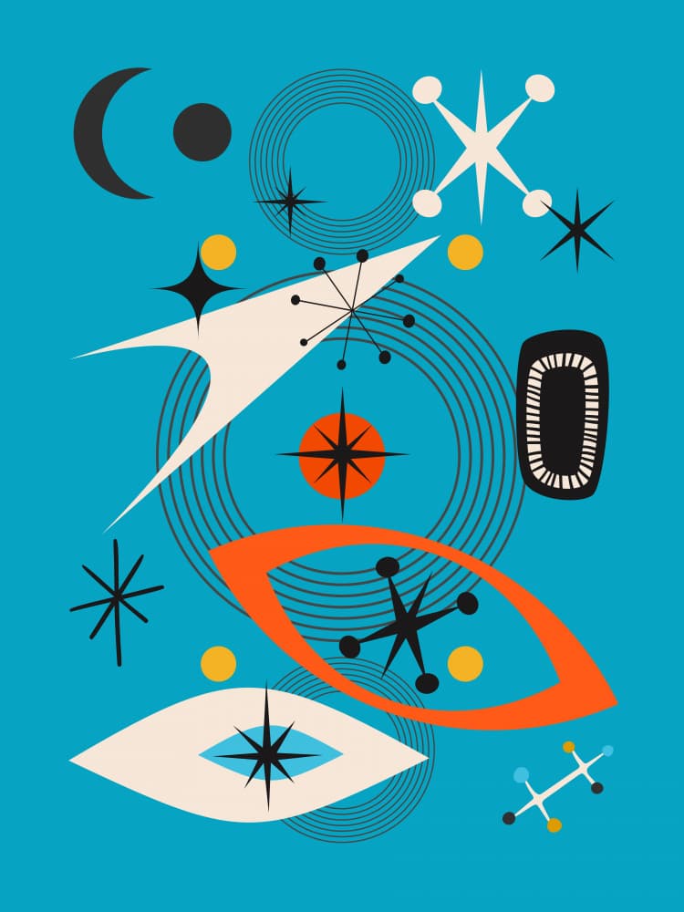Mid-Century Cosmic Shapes by Little Dean — canvas wall art