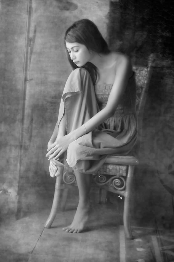 Serene Sitting Woman by Hari Sulistiawan — canvas wall art