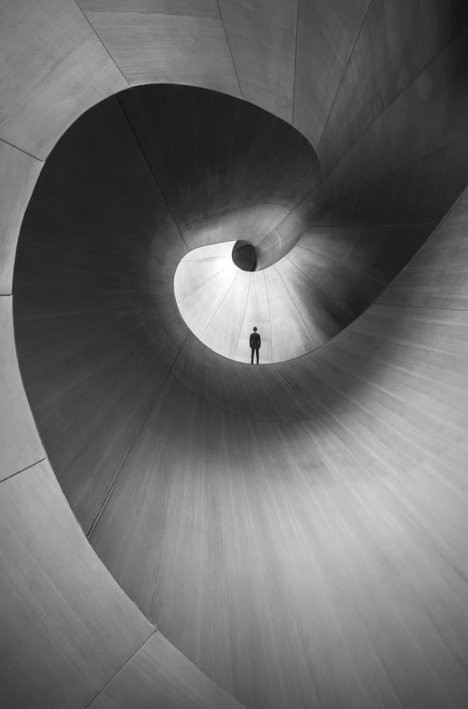 Lone Man Spiral Path by Mei Zhang APA — canvas wall art