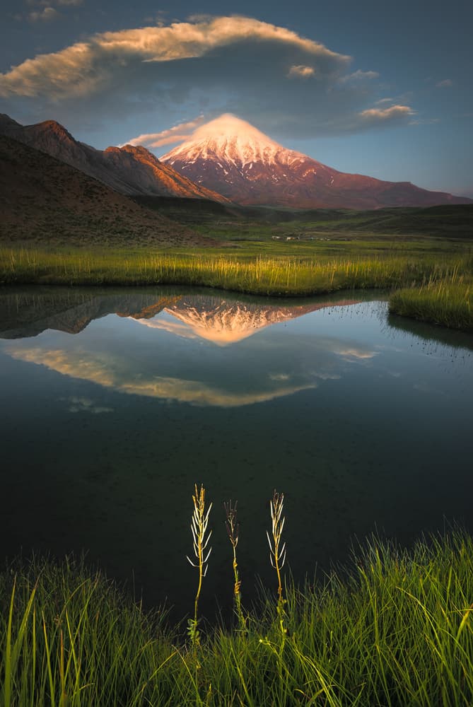 Golden Hour Peak Reflection by Majid Behzad — canvas wall art