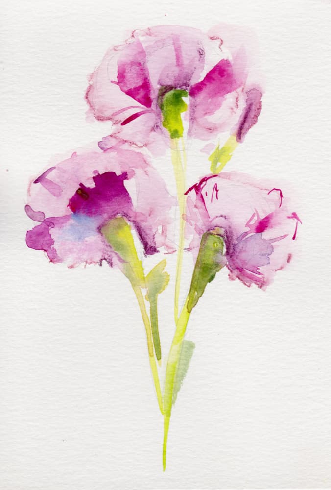 Three Pink Blooms by Christine Lindstrom — canvas wall art