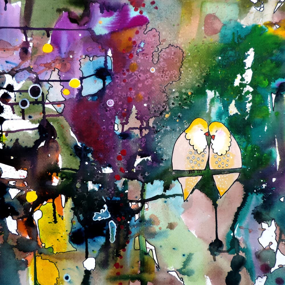 Romantic Birds Abstract by Sylvie Demers — canvas wall art