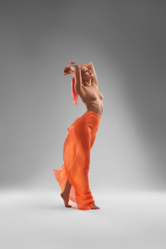 Orange Fabric Nude by Andrey Guryanov — canvas wall art