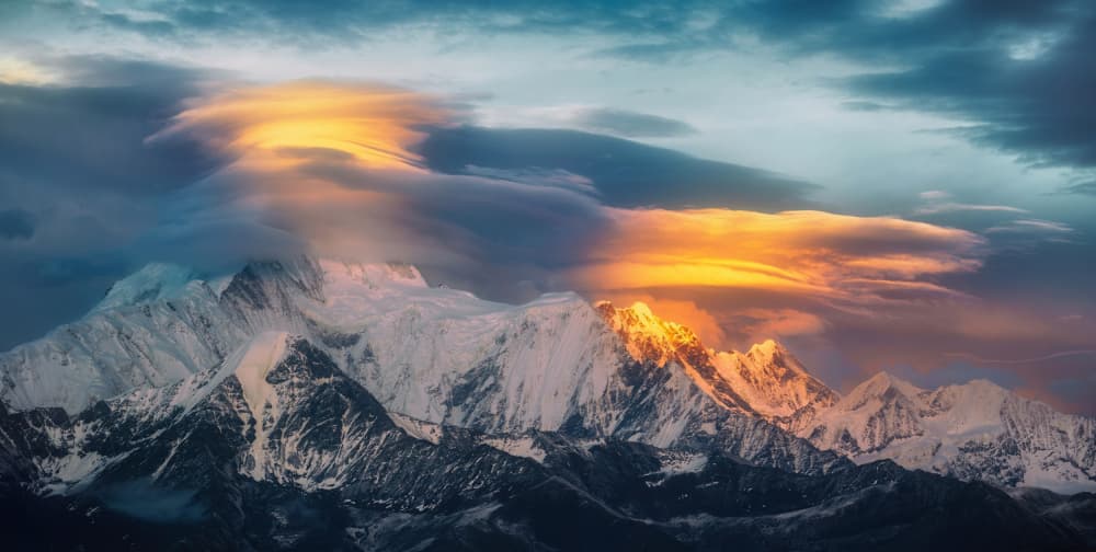 Golden Hour Mountain Glow by Selions(陈磊) — canvas wall art