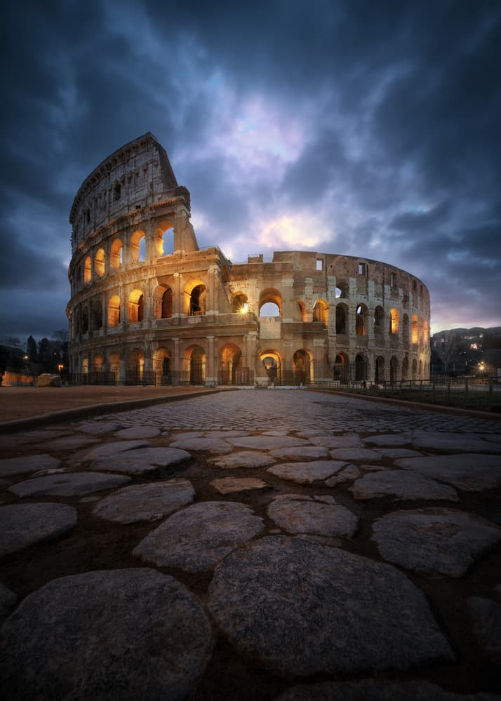 Illuminated Roman Colosseum by Juan Pablo de Miguel — canvas wall art
