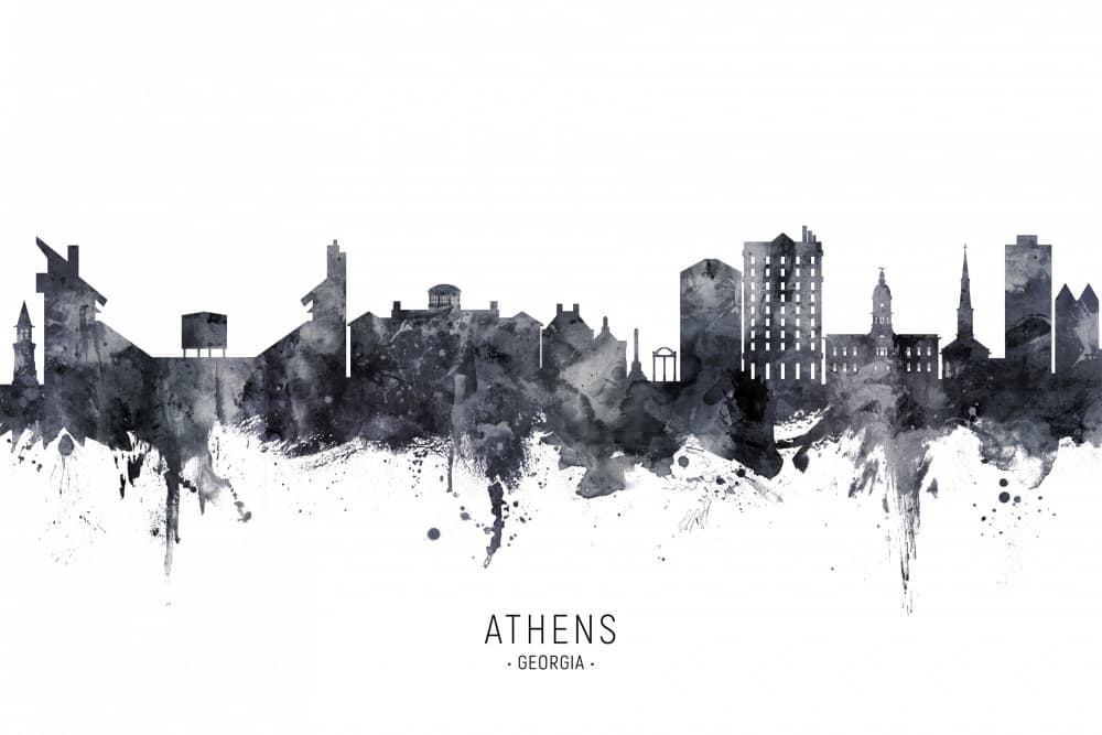 Athens Georgia Skyline by Michael Tompsett — canvas wall art