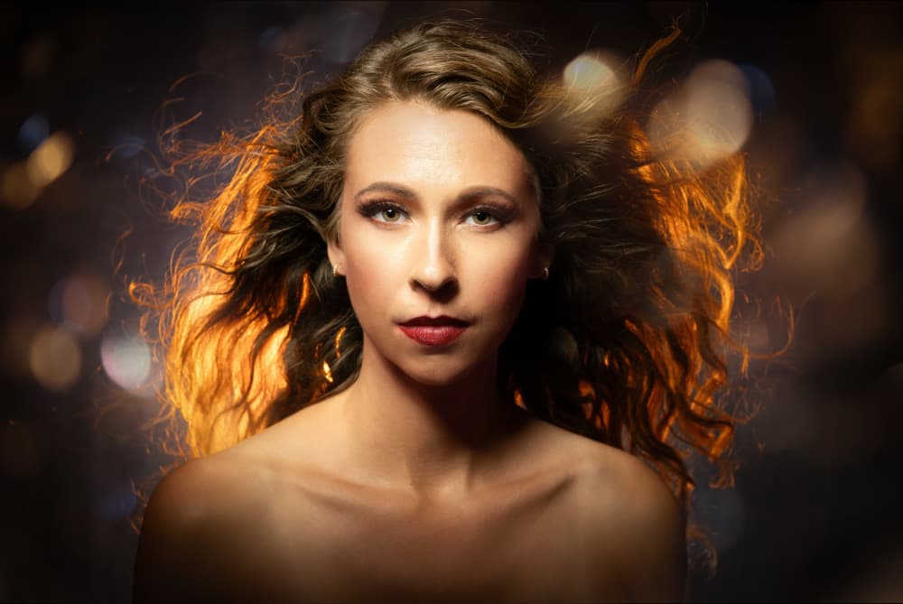 Glamorous Golden Portrait by Sharon Levy — canvas wall art