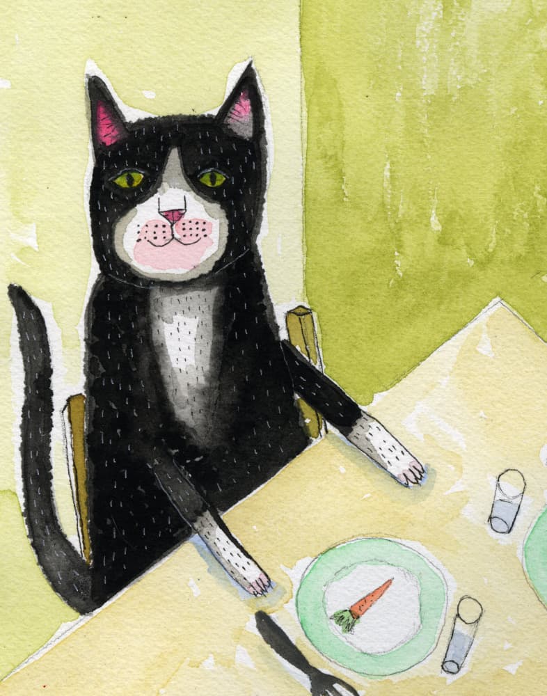 Whimsical Cat Dinner by Sharyn Bursic — canvas wall art