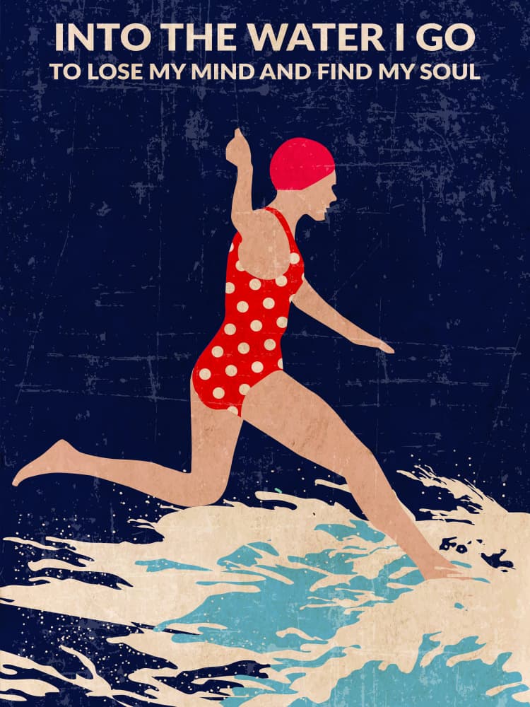 Retro Swimmer Splash by WallChart Art Studio — canvas wall art