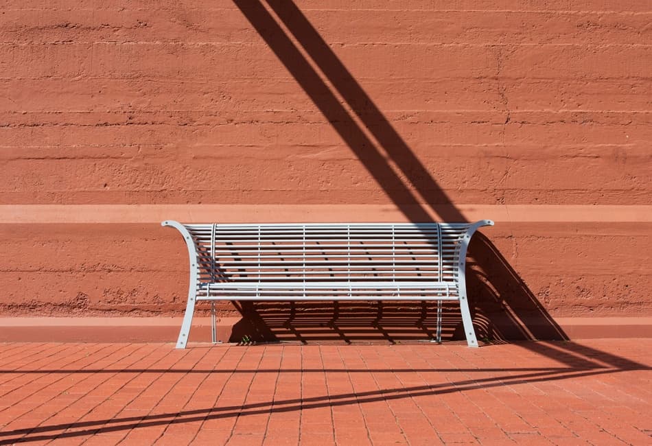 Terracotta Bench and Shadows by Wayne Pearson — canvas wall art