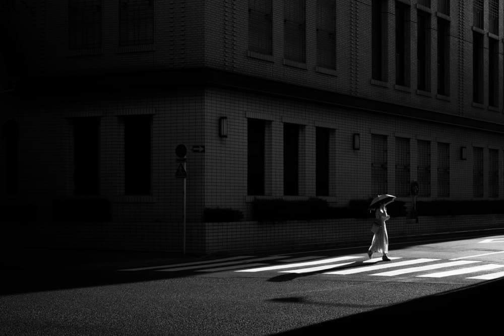 Crossing City Shadows by Satoshi Hata — canvas wall art